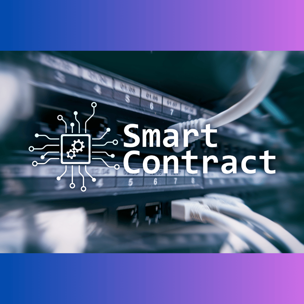 Imagen que ilustra un servidor físico de fondo y un título que dice Smart Contracts