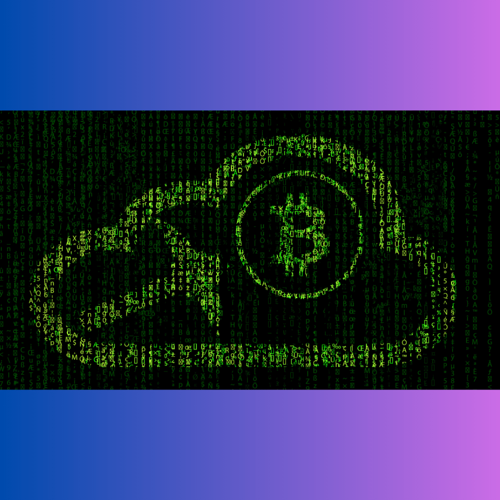 Imagen ilustrativa sobre minería de Bitcoin, caractéres verdes tipo matrix que dibujan el icono de Bitcoin